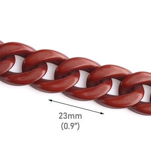Eslabones de cadena de acrílico marrón chocolate de 1 pie, 23 x 17 mm, cadena de repuesto para correa de bolso, cadena de plástico grueso, cadena de bordillo plana, CH038-23-BR04