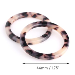 2 Bikini Connectors, 1.75" Flat O-Rings, 4mm Thick, Blonde Tortoise Shell Ring, Small O Ring, Handbag Ring, Plastic O Ring Link, RG068-44-WT