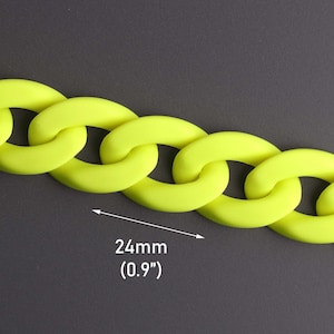 1ft Matte Neon Gelbe Kunststoff Kettenglieder, 24 x 17mm, Cuban Link Halskette, Acryl Geldbörse Riemen, Handgelenktaschen, Chunky Armband, CH268-24-YW20