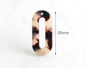 4 Flat Oval Connectors 30mm, Lucite Tortoise Shell Link Acetate Charm Earrings Closed Oval Ring Hollow Oval Link Blonde Tortoise VG008-30-WT
