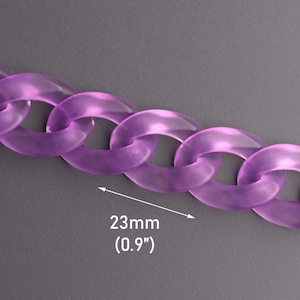 1ft Frosted Acrylic Chain Links in Purple, 23 x 17mm, Matte Transparent, JFashion Kawaii Crafts, Wholesale Jewelry Findings, CH291-23-PL20