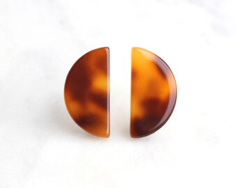 4 Rote Schildpatt Halbrunde Cabochon 20x10mm, Zellulose Acetat Rote Marmor Harz Platte Schildpatt Ohrring Halbmond Form LAK005-20-FT