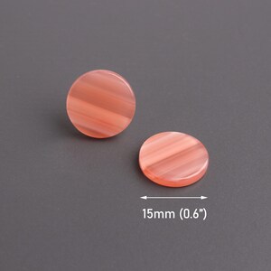 4 lichte perzik cabochons met strepen, 15 mm, hars plaksteen, roze en oranje, ongeboorde ronde schijven, ambacht en sieraden aanbod, LAK076-15-PK56