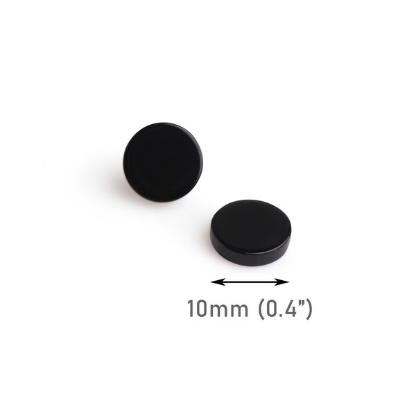 4 Small Round Blanks in Black, 10mm, 0.4" Inch, Scrapbooking Embellishment, Circle Earring Stud Findings, Glue On Discs, LAK082-10-BK04