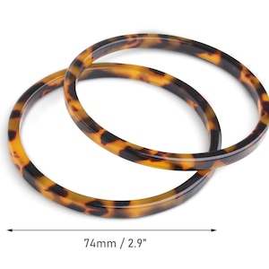 1 Tortoise Shell Ring, 2.9&quot; Inch, Craft Sewing Ring, Macrame Hoop, Flat O Rings, Swimsuit Rings, Bag and Purse Hardware Pieces, RG123-74-TT