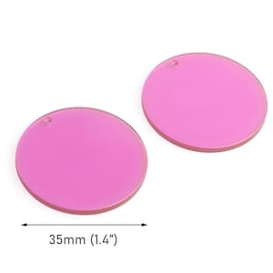 4 Transparent Purple Round Circle Charms, 35mm, 1 Hole, Iridescent Acrylic Pendants, Large Pendants, Jewelry and Craft Pieces, CN356-35-PL06