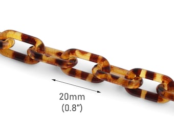 Cadena de caparazón de tortuga de 1 pie con eslabones de clip, 20 x 11 mm, cadena pequeña de plástico marrón, conectores pequeños, hallazgos de joyería artesanal, CH302-20-AM
