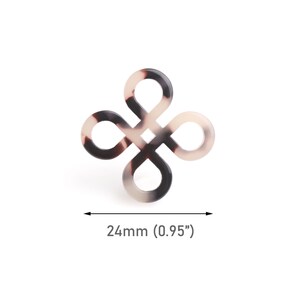 4 Celtic Knot Charm Links in Blonde Tortoise Shell, 24mm, Eternity Knot Connectors, Resin Pendant for Necklaces, Craft Supplies, XY039-24-WT