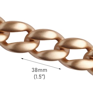 1ft Matte Gold Acrylic Chain Links, 38 x 26mm, Metallic Plastic Connector, Raised Curb Chain Accessories, Designer Big Twists, CH393-38-GD03
