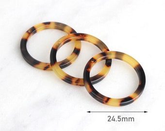 4 platta cirklar i sköldpaddsfärger, 2,5 cm ringar i sköldpaddssmyckestillverkning, cirkeldroppar i akryl, munkpärlor i plexiglas, RG026-24-TT