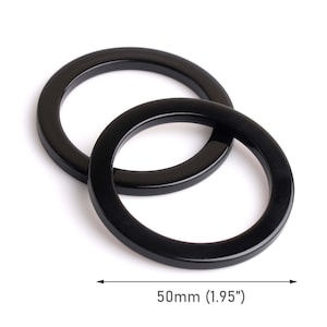 2 Black Ring Connectors, 50mm, 1.95" Inch, Plastic O Ring Supplies, Extra Large Key Rings, Smooth Acrylic Charm for Necklace, RG107-50-BK04