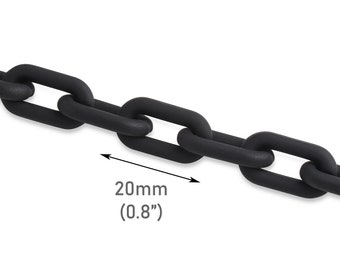 1 ft Matte Schwarze Kette Büroklammer Glieder, 20 x 11 mm, Kleine Schwarze Kunststoffkette, Aufschiebbare Lederohrringverbinder, US Lieferant, CH405-20-BK09