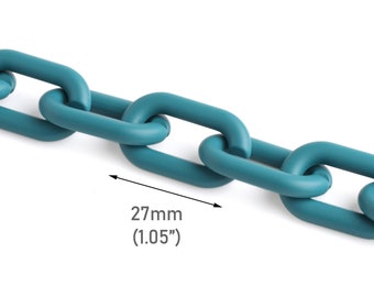 1ft Matte Türkis Blaue Kettenglieder, 27 x 16 mm, Ultra glatt, Mittlere Größe, Ovale Verbinder, Schmuck und Bastelzubehör, CH319-27-TQ05