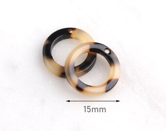 25mm Ring Link RG022-25-WT Round Bead Frame Circle Ring with 2 Hole Oval Hoop Bead 4 Two Hole Connectors White Tortoise Shell Link Resin