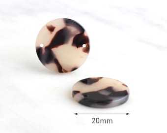 4 Simple Circle Links 20mm Circle Connector Tortoise Shell Acetate Earrings Finding, Acetate Pendant Flat Round Connector, CN027-20-WT