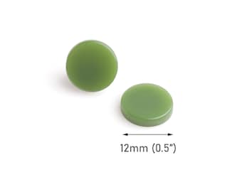 4 cabujones verde musgo, 12 mm, piezas de pendientes de acrílico, parte posterior plana de resina, planos sin perforar, cabinas pequeñas redondas, brocas para álbumes de recortes, LAK072-12-GN09