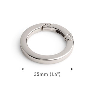 2 Designer Silver Spring Gate Clips, 1.4&quot; Inch, Metal, Flat Edge, Purse Strap Attacher Rings, Bag O Rings, Key Chain Snap Hooks, RG147-35-SP