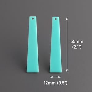 May include: Two turquoise acrylic earring blanks, each measuring 55mm in length and 12mm in width.