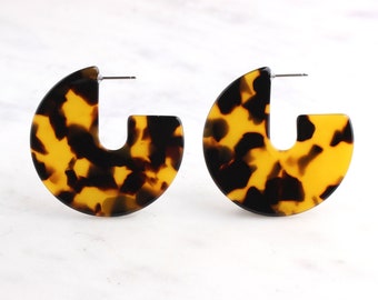 Schildpatt Ohrring Zubehör, 1 Paar, große Kreis Ohrring Hoops, Chunky Schildpatt Hoops Acetat Ohrringe Schmuck Versorgung EAR014-43-TT