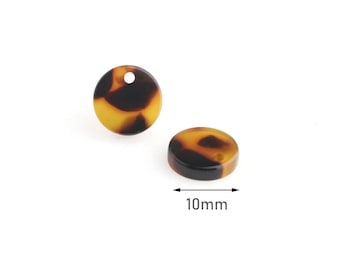 4 discos redondos simples, tachuelas de concha de tortuga, discos de 1 cm, monedas pequeñas, tortuga de resina, pendientes de disco de bricolaje, pendiente de perno acrílico en blanco, CN150-10-TT