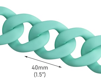 1ft Matte Mintgrüne Kunststoff Kettenglieder, 40 x 33mm, Extra Große Acryl Kette für Geldbörsengurte, Chunky, Big Curb Twists, CH435-40-GN56