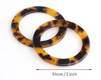 VINTAGE 4 TORTOISE light AMBER PLASTIC RINGS CIRCLES • 1.5 inches 33mm