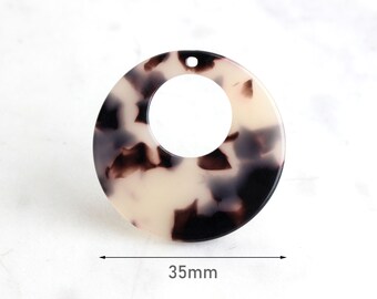 2 Blonde Tortoise Shell Hoop Bead, Round Circle Ring Charm Acetate Jewelry, Flat Circle Ring Bead Tortoise White Donut Bead RG017-35-WT