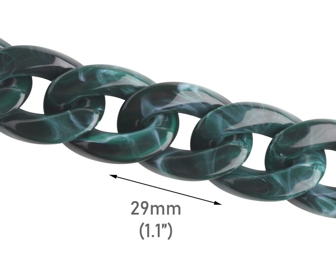 Green Tree Chain 1ft Forest Green Plastic Chain Links, 29 X 21mm, Dark Green Acrylic ...