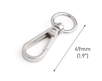 2 silberfarbene Karabinerhaken mit Wirbel für Taschen, 1,9 Zoll, Metall, große Clips, Geldbörsengurt-Attacher-Ringe, Designer-Hardware-Verschluss, RG140-49-MSS