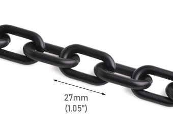 Maillons de chaîne noir métallisé mat de 1 pied, 27 x 16 mm, finition satinée, chaîne de portefeuille, bracelets porte-clés, bijoux et fournitures d'artisanat, CH343-27-BK07