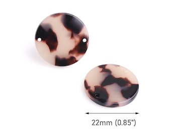 4 Round Connectors in Blonde Tortoise Shell, 22mm, 2 Holes, Circle Discs, Artsy Beads, Bracelet and Necklace Link Components, CN340-22-WT