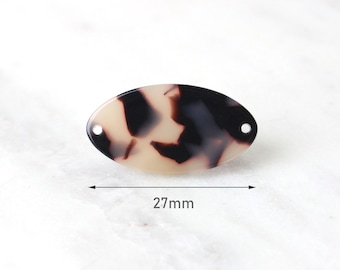 4 Ash Blonde Tortoise Shell Link Oval 27mm Bar Blank Flat Bracelet Tag Celluloid Imitation Tortoise Blank Resin Connector Lucite VG013-27-WT