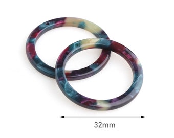 Open Disc Earring Findings 2 Pc 2532 USA SELLER Bulk Discounts Purple & Brown Mixed Tortoise Shell Ring Circle Marble Acetate Links