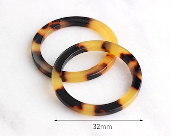 Open Disc Earring Findings 2 Pc 2532 USA SELLER Bulk Discounts Purple & Brown Mixed Tortoise Shell Ring Circle Marble Acetate Links