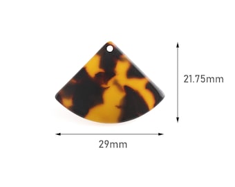 4 Small Wedge Beads, Faux Tortoise Shell, Quarter Circle, Curved Fan Charm, Half Circle Finding, Hand Fan Earring Blank, CN206-29-TT