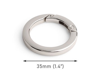 2 Designer Silver Spring Gate Clips, 1.4" Inch, Metal, Flat Edge, Purse Strap Attacher Rings, Bag O Rings, Key Chain Snap Hooks, RG147-35-SP