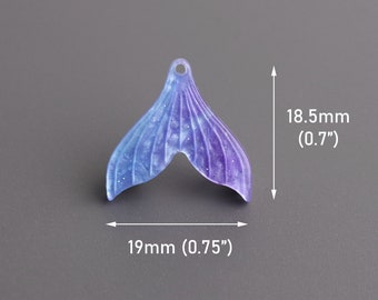 2 Meerjungfrau Schwanz Anhänger in Ombre Farben, Blau und Lila, Wal Schwanz Anhänger, Acryl Ohrring Charm, Schmuck Zubehör Zubehör, XY028-19-PL11