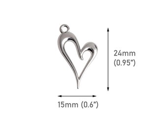 4 Silber Herz Anhänger mit Öse, 24 x 15mm, Zink Legierung Metall, Doppelseitig, Silber Herz Anhänger für Halskette und Armband, MTL012-SP