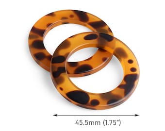2 große Badebekleidungsringe in Schildpatt, 3 cm, hohe Qualität und dicker Kunststoff, Acryl O-Ring, Badeanzug Bikini Hardware, RG157-45-OG22