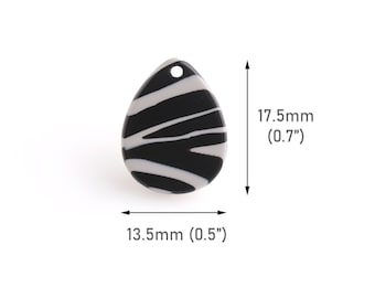 4 pequeñas cuentas en forma de lágrima con rayas de cebra, dijes para tirar de la cremallera del monedero, negro y gris claro, cuentas de pepita, suministro de joyería, TD067-18-BK06