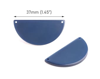 2 conectores de medio círculo de acetato azul oscuro, 37x18 mm, cumpleaños de septiembre, pendientes de acrílico cortados con láser en blanco, dijes de doble bucle, CN268-37-U05