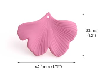 2 abalorios de hojas de ginkgo rosa mate, 1,75 pulgadas, flores acrílicas, bonitos abalorios Kawaii brillantes, componentes de pendientes, hallazgos de joyería, FW058-45-PK31