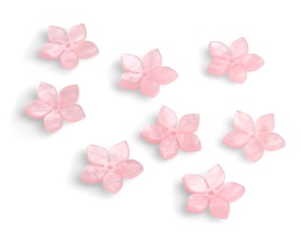 4 petites perles de fleur rose clair, 18 mm, 1 trou percé au centre, acrylique perle de marbre, accessoires de bijoux, petits cabots mignons, FW103-18-PK67