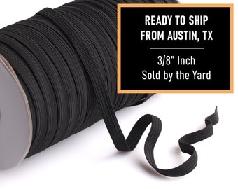 3/8" Schwarze Gummizug für maskenherstellung, 1 Meter, Schiffe USA, geflochtenes Gummiband, flach gewebte Elastische Kordel für Masken, Schneller Versand aus DEN USA
