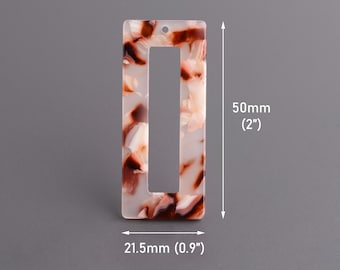 2 colgantes de resina de flor de cerezo, 50 mm x 21,5 mm, dijes de acrílico rosa claro, anillo rectangular, cuentas florales rojas, dijes geométricos, DX095-50-PK04