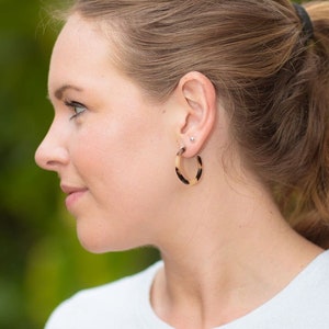 Blonde Tortoise Shell Hoops Earring Findings, 1 Pair, Small Round Hoops Tortoise Jewelry, Blonde Tortoiseshell Ear Hoops, EAR021-30-WT