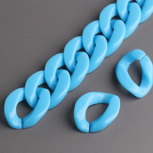 1ft Water Blue Plastic Chain Links, 23mm X 17mm, Cuban Chain Necklace ...