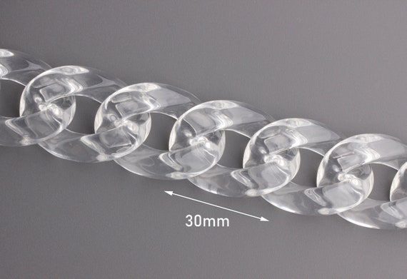 1 フィート透明チェーン、30 mm x 22 mm、クリアチェーン、アクリル