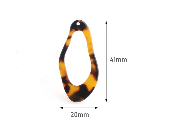 4 Free Form Organic Shapes, Tortoise Shell Earring Charms, Small Irregular Oval Ring Connector, Dangle Earring Parts, VG036-41-TT