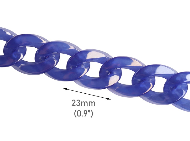 1ft Prismatic Dark Blue Acrylic Chain Links, 23x17mm, Iridescent ...